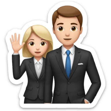 un recruteur qui pose une question à son bureau à un candidat sticker