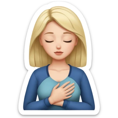 una mano en pecho ojos cerrados femenino sticker