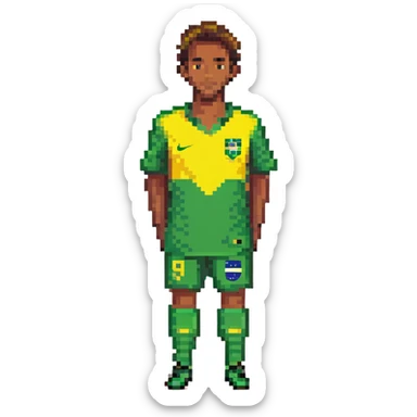 man wearing Brazilian soccer jersey, yellow and green colors sticker
