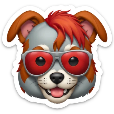 Zombie dog with red hair and sun glasses sticker