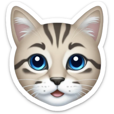 Blue simplistic sketch of a cute cat face sticker