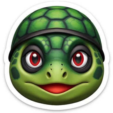an turtle with black eyeshadow and black and red side bangs sticker