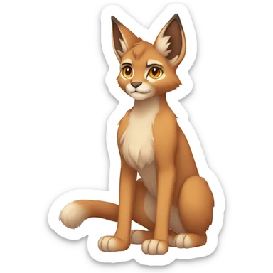 Anthro Beige-Orange-Brown Fur-Sona-Fakemon Lynx-Caracal Full Body sticker