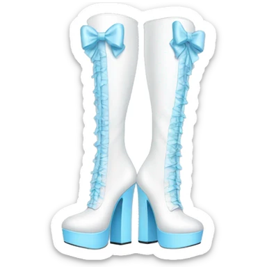 White thigh high boots with baby blue bows no legs sticker