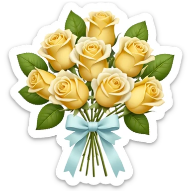 Light Bouquet With Yellow Roses And White Bow sticker
