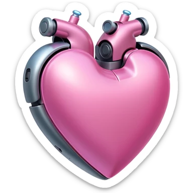 pink robotic heart sticker