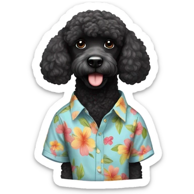 Black poodle with summer shirt sticker
