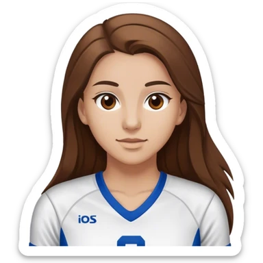 girl with long brown hair and brown eyes volleyball jersey  sticker