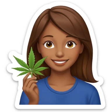 Girl happy smelling marijuana  sticker