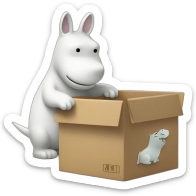 Moomin handles a box sticker