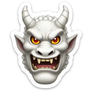 White Oni Dragon Japanese Mask sticker