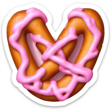 Realistic pink isolated salted pretzel winter sticker