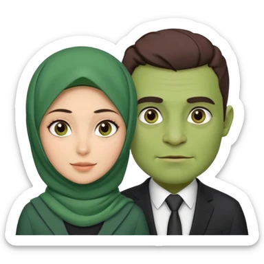 Pretty hijabi with brown eyes with ogre husband  sticker