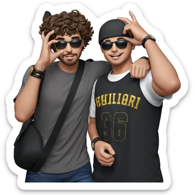 boys in stylish accessories sticker
