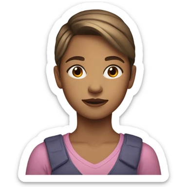 a 12 year old girl with short light brown hair and big brown eyes sticker