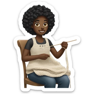 black girl crocheting sticker
