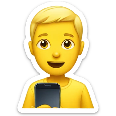 Yellow boy with smartphone  sticker