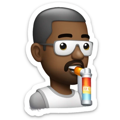 Kanye west with a flavored nitrous oxide canister sticker