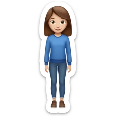 fille  en entier cheveux bruns long et lisse sticker