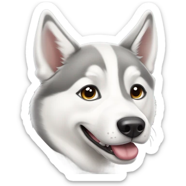 shibi style white and grey siberian husky in love sticker
