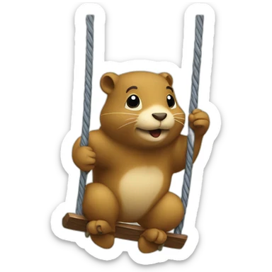 Gopher rides on a swing sticker