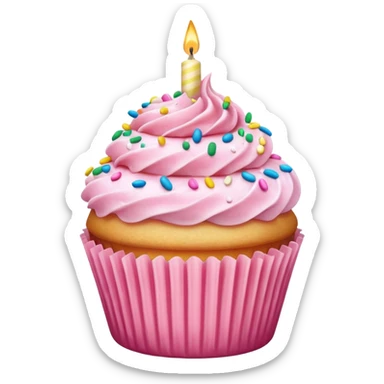  birthday Cupcake with pink icing sticker