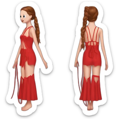 hot girl being dressed as suspiria red rope costume mia goth sticker