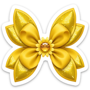 yellow flower bow with glitter sticker