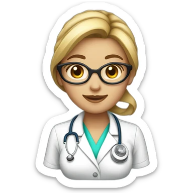 Pretty nurse with stethoscope sticker
