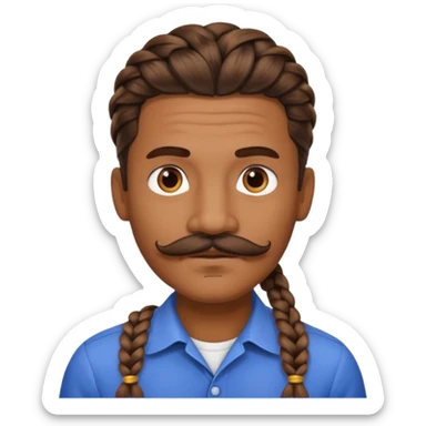 braided an with mustache sticker