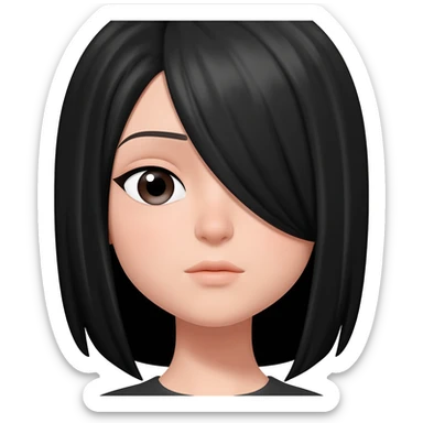 An actual emoji of a girl with black hair over one eye, NOT LOOKING REALISTIC OR HAVE ANYTHING BUT A HEAD sticker