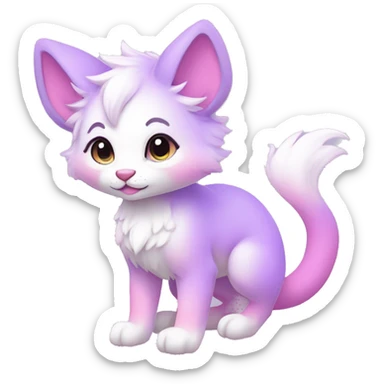 Kawaii colorful bright light pastel lilac-pink-white-gradient fantasy ethereal anthro fursona animal creature sticker