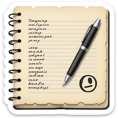 a paper manuscript that is a screenplay with a ballpoint pen sticker