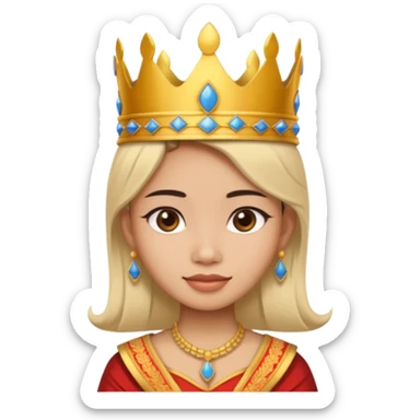 Create Emoji of a young woman wearing Khmer clothes And a Khmer-style crown sticker