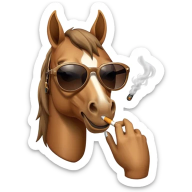 A horse with sunglasses smokinga cigarette  sticker