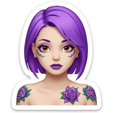 women with tatoos and hightlight that tatoos with purple hair sticker