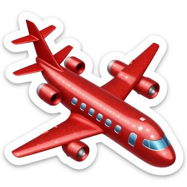 Airplane Happy Red Glitter  sticker