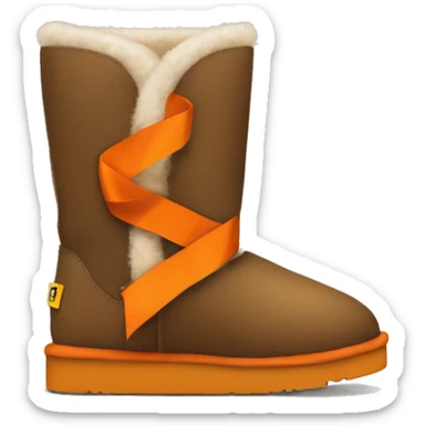 medium high uggs with orange ribbon sticker