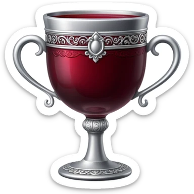 silver cup with wine sticker