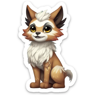 Cool cute Kawaii edgy fantasy animal  fursona Fionbri by griffsnuff & LiLaiRa & Falvie full body sticker