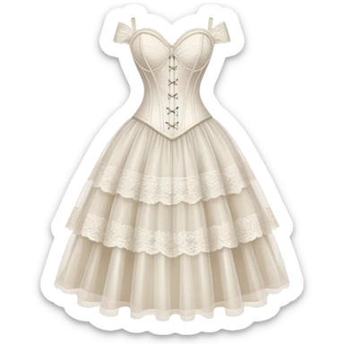 white corset dress, feminine, lace and tulle sticker