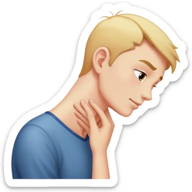 a person craning their neck to look up at their tall crush, both blushing, visible height gap sticker