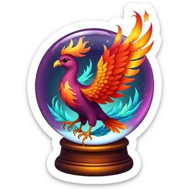 A phoenix inside a transparent crystal ball sticker