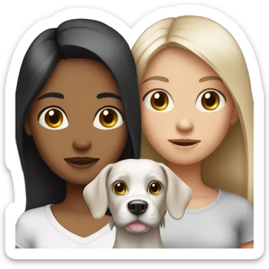 Skinny girl have two dogs that have black and white color sticker