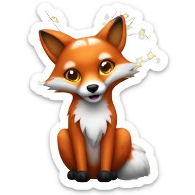 Fox with christmas lights sticker