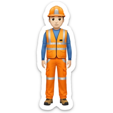 man in orange hi vis vest and chinos, no helmet, standing full body sticker