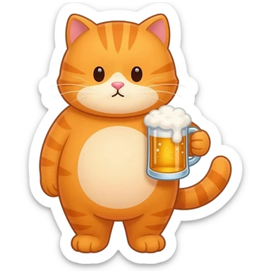 cat holding a beer sticker