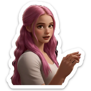 dreamy girl with pink hair sticker