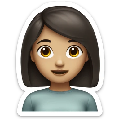 white with girl with dark bangs hair and brown eyes sticker