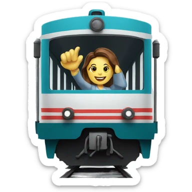 Train with lady waving sticker